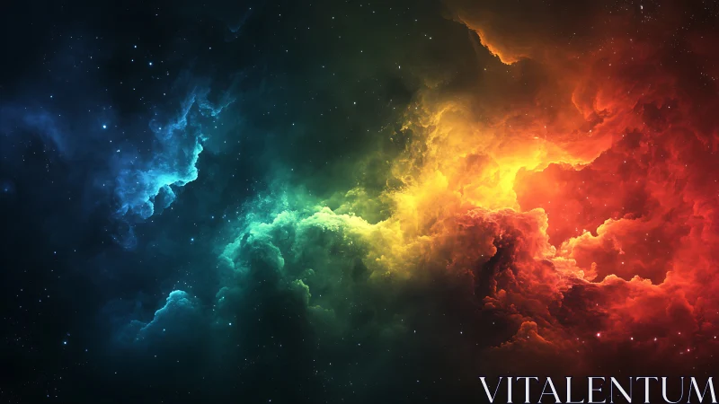 Prismatic nebula storm swirling through deep cosmic night.