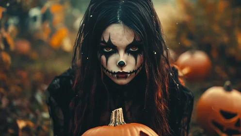 Haunting Halloween makeup turns a forest stroll into chills