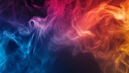 Chromatic smoke plumes merge in a high-contrast digital abstraction