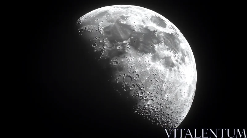 Moonlit craters in quiet glow of a half-lit night sky.