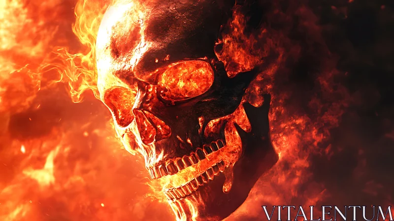 Fiery skull spirit rising from swirling molten embers.