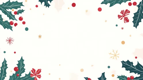 Holly sprigs quietly frame a winter-bright festive stage