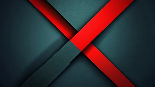 Red diagonal bands cross textured teal surface in X shape
