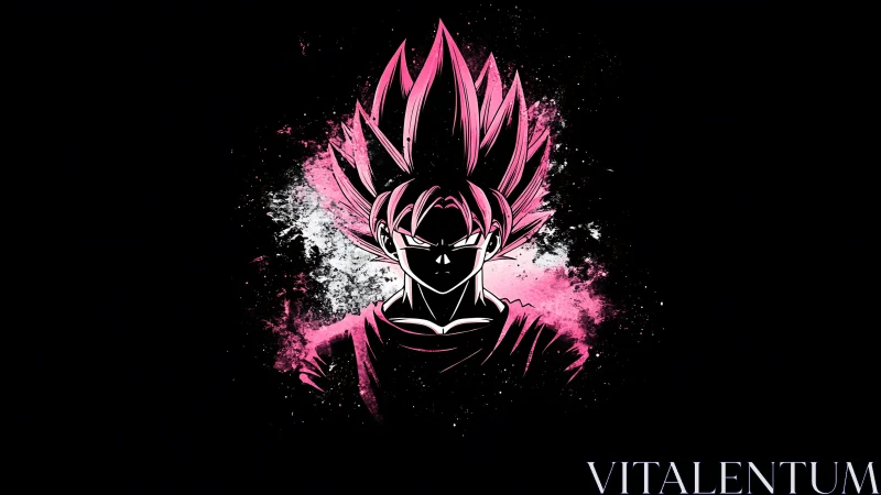 Electric pink anime warrior glowing in bold splattered light.