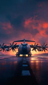 Colossal propeller titan waits under embersoaked storm skies