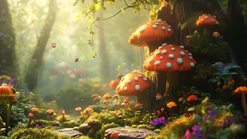 Luminescent toadstool grove rendered in high-fidelity fantasy lighting