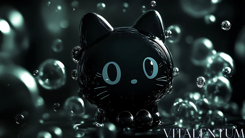 Liquid Shadow Cat Awakens Within Crystalline Bubble Dance