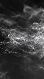 Volumetric light strands slice through deep monochrome haze