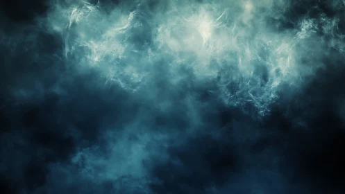 Diffuse aqua nebula clouds form an abstract atmospheric field