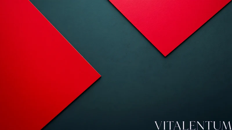 Red geometric panels on dark textured background surface.