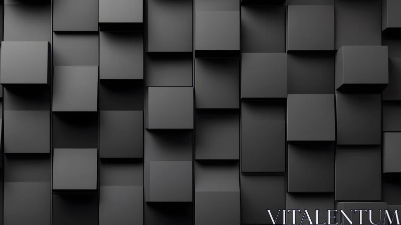 Geometric Black Cubes Pattern in 3D Minimalist Modern Style.