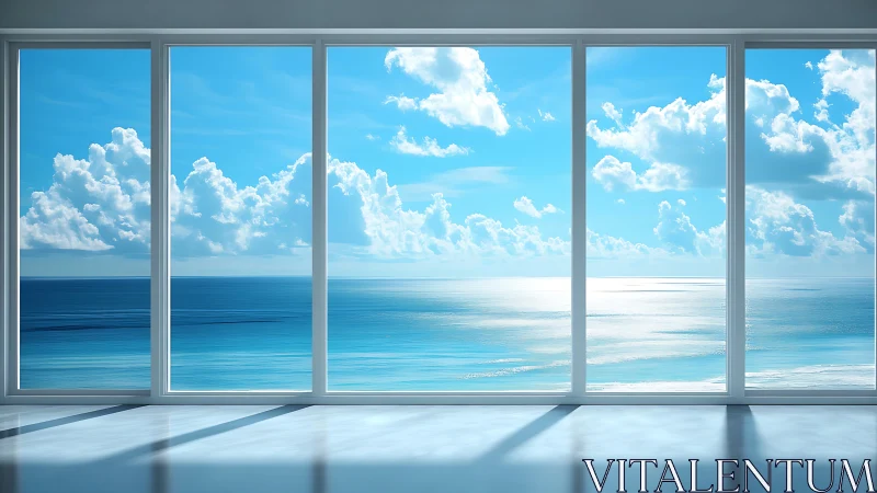 Panoramic floor to ceiling glazing overlooking calm ocean horizon