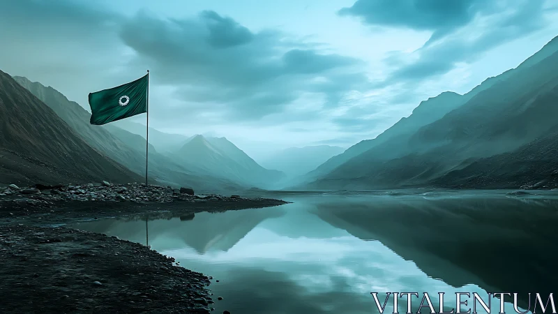 Emerald banner whispers across a glacial mirror valley