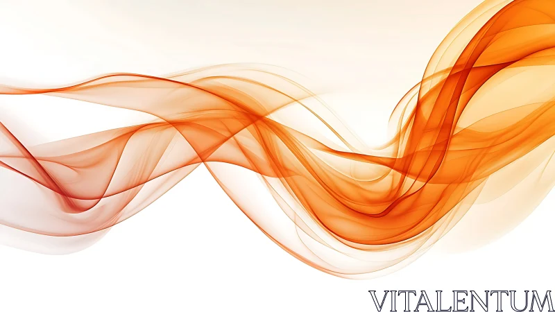 Translucent orange waveforms curve across a minimal white field