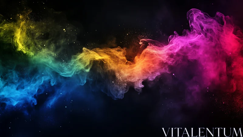 Chromatic nebula plume swirling across black void canvas.