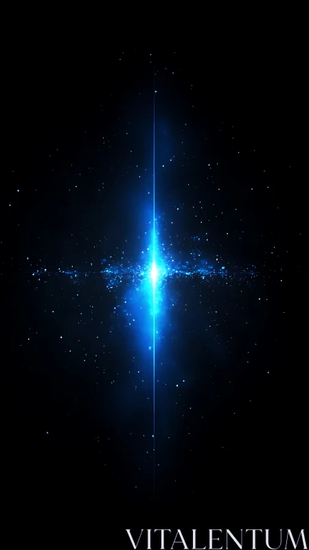 Blue cosmic energy beam splits deep interstellar void.