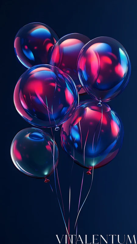 Neon Gradient Balloons Against Dark Sky.