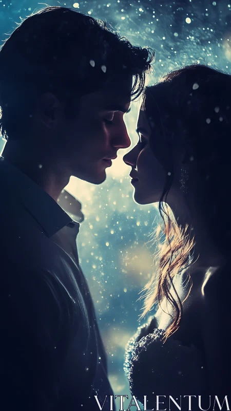 Two souls share an intimate moment under magical starlight