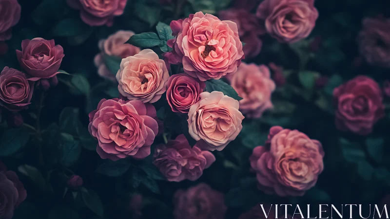 Layered Garden Roses in Muted Vintage Tones.