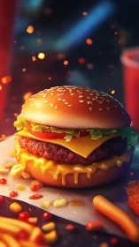 Cheeseburger throne melts under a drizzle of molten gold