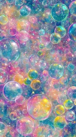 Iridescent holographic bubbles over prismatic cosmic field.