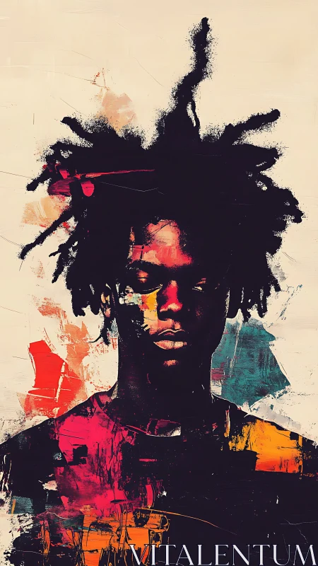 Abstract portrait of a young man radiates bold inner quiet