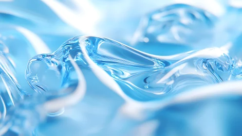 Abstract liquid waves in crystal blue, modern digital art style.
