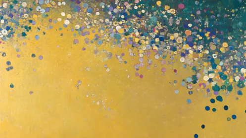 Abstract dot pattern on gold background in modern impressionist style.
