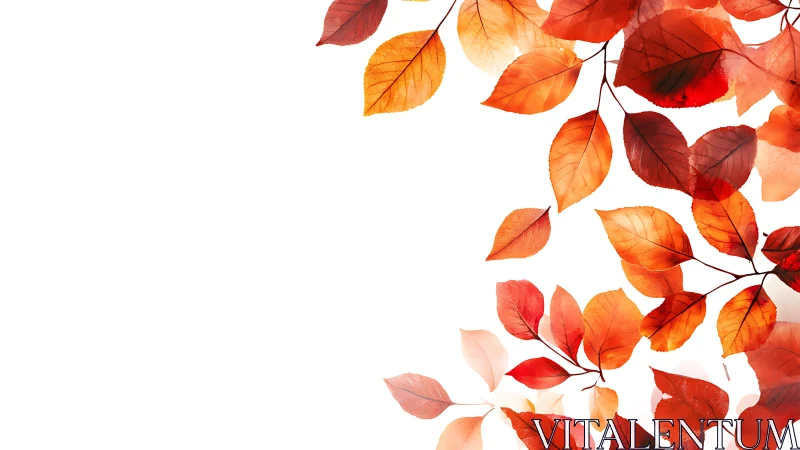 High-key watercolor foliage with overlapping autumn leaves
