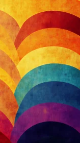 Layered retro spectra arcs with textured gradient surfaces