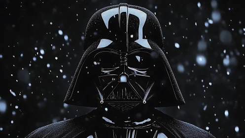 Dark armored respirator mask rendered with high-contrast specular highlights