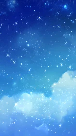 Stellar field over luminous blue nebular cloudscape backdrop