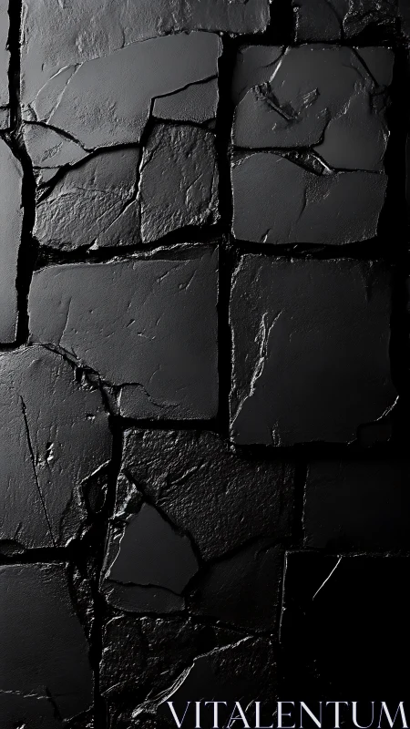 Midnight basalt tiles whisper in cracked geometric shadows.