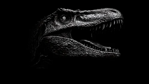 Monochrome raptor profile captures hyper-detailed reptilian textures
