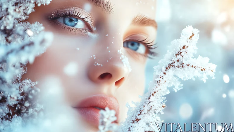 Frostkissed gaze amid crystalline winter blooms of light.