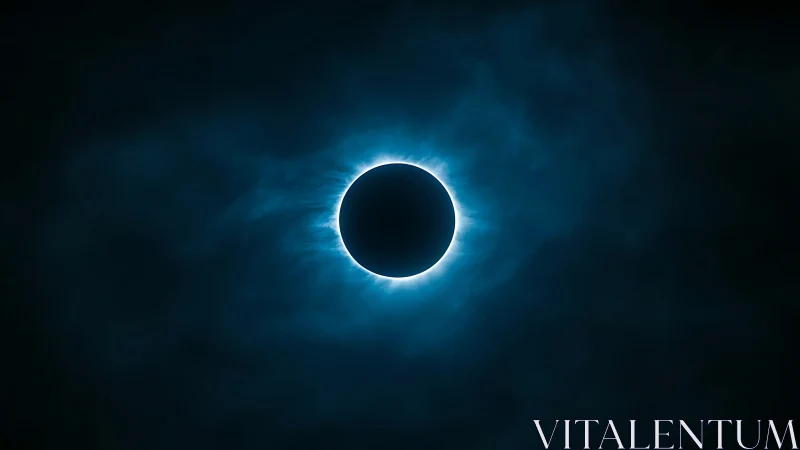 Midnight corona halo encircles a whispering solar eclipse.