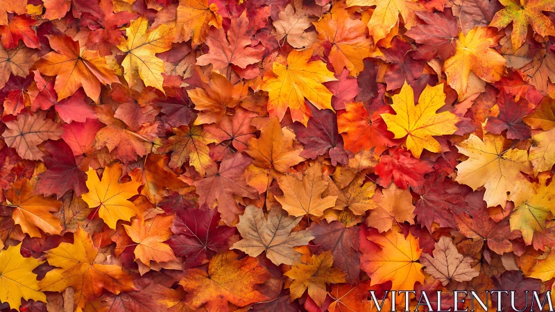 Overlapping maple leaves forming vivid autumn tapestry.