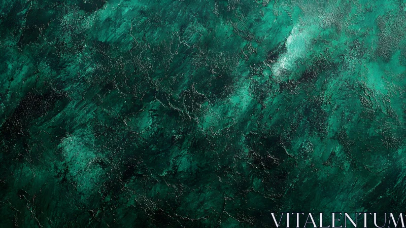 Deep Emerald Abstract Texture with Rich Brush Strokes and Shine.