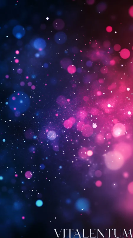 Bokeh particle field with magenta blue gradient and depth-of-field