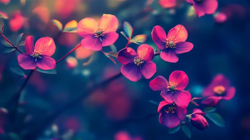 Neon Blossoms Dance Through Twilight Hues.