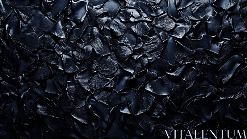 Dark textured surface with overlapping sculpted strokes.