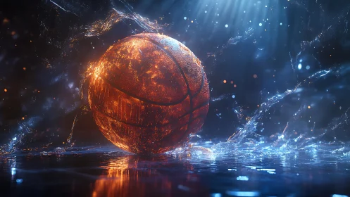 Molten streetball sun collides with stormy neon waterlight
