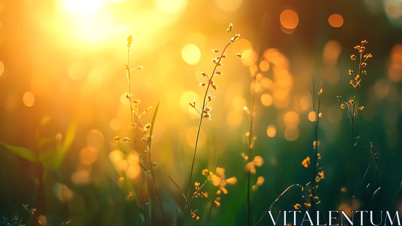 Backlit meadow whispers glow as sunrise turns grasses to gold