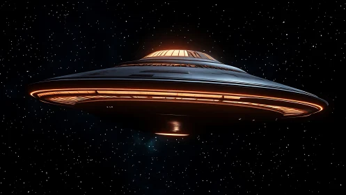 Disc-shaped spacecraft maintains steady position in deep space