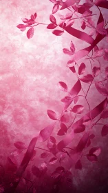 Pink Botanical Gradient with Delicate Leaves