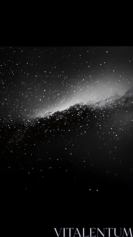 Stellar dust field drifts through deep monochrome void.