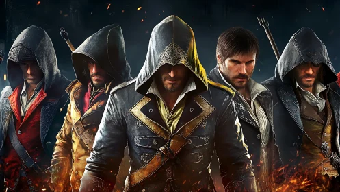 Hooded rogue characters in detailed fantasy game artwork.