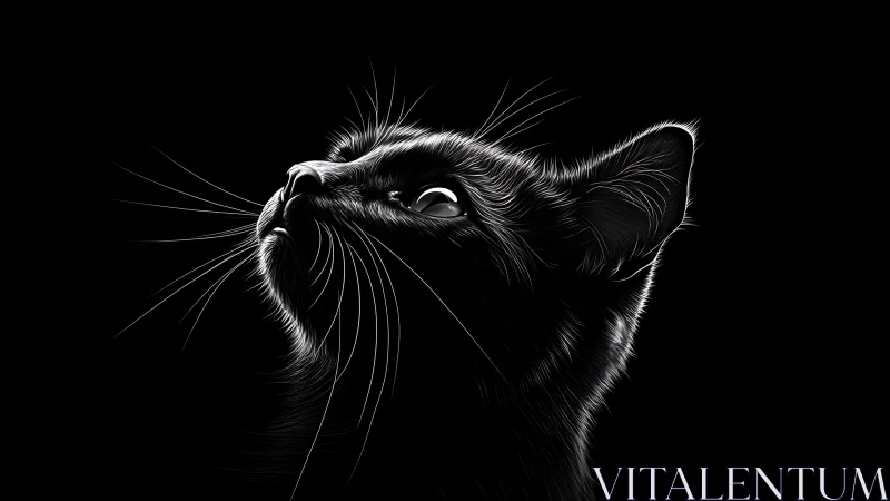 Feline Profile in High Contrast Black and White.