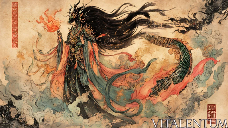 Dragon-summoning sea empress amid swirling ink storms.