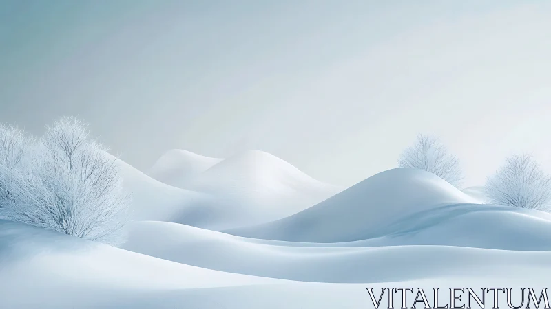 Soft winter dunes and frosted trees in quiet morning light.